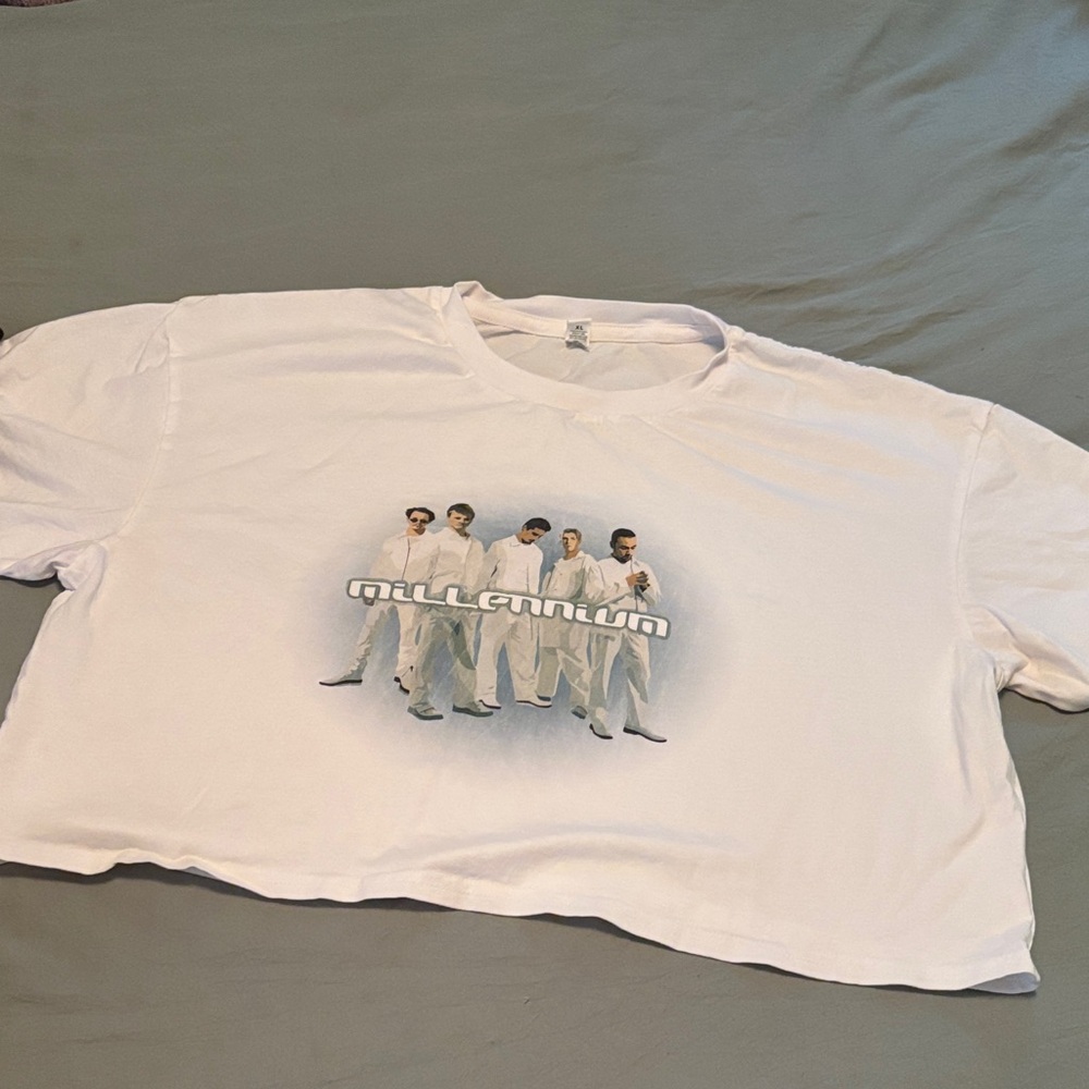 White Backstreet Boys Crop Top